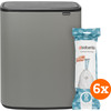 Brabantia Bo Touch Bin 2 x 30 Liter Mineralbeton-Grau + Müllbeutel (120 Stück)