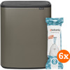 Brabantia Bo Touch Bin 2 x 30 Liter Platin + Müllsäcke (120 Stück)