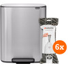 Brabantia Bo Treteimer 60 Liter Edelstahl Fingerprint Proof + Müllbeutel (120 Stück)