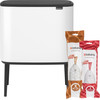 Brabantia Bo Touch Bin Mülleimer 11 + 23 Liter White + Müllsäcke (320 Stück)