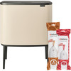 Brabantia Bo Touch Bin Mülleimer 11 + 23 Soft Beige + Müllsäcke (320 Stück)