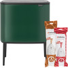 Brabantia Bo Touch Bin Mülleimer 11 + 23 Liter Pine Green + Müllsäcke (320 Stück)