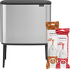 Brabantia Bo Touch Bin Mülleimer 11 + 23 Liter Matt Steel + Müllsäcke (320 Stück)