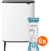 Brabantia Bo Touch Bin Hi 2 x 30 Liter White + Müllbeutel (120 Stück)