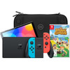 Nintendo Switch OLED Blau/Rot + Animal Crossing New Horizons + Bluebuilt Travel Case