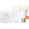 Philips Hue White Starter Pack E27 mit 5 Lampen, Dimmer + Bridge