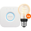 Philips Hue Filament White Ambiance Standard Viererpack + Bridge