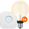 Philips Hue Filament White Ambiance Globe Sechserpack + Bridge