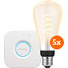 Philips Hue Filament White Ambiance Edison XL Fünferpack + Bridge