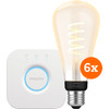 Philips Hue Filament White Ambiance Edison XL Sechserpack + Bridge