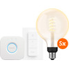 Philips Hue Filament White Ambiance Globe XL Fünferpack Starterpaket