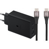 Samsung Charger with 3 USB Ports 65W Black + USB-C Cable Nylon Black 1.5m