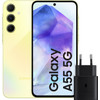 Samsung Galaxy A55 128GB Gelb 5G + Samsung 25 Watt Schnellladegerät Schwarz