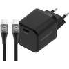 BlueBuilt Power-Delivery-Ladegerät 30 W + USB-C-Kabel 3 m Nylon Schwarz