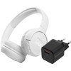 JBL Tune 510BT White + BlueBuilt Quick Charge Charger with USB-A Port 18W Black