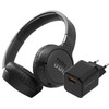 JBL Tune 660NC Schwarz + BlueBuilt Quick-Charge-Ladegerät mit USB-A-Port 18 W Schwarz