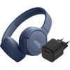 JBL Tune 670NC Blue + BlueBuilt Quick Charge Charger with USB-A Port 18W Black