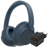 Sony WH-CH720N Blau + BlueBuilt Quick-Charge-Ladegerät mit USB-A-Port 18 W Schwarz