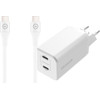 BlueBuilt Power Delivery and Quick Charge Charger 65W + USB-C Cable Nylon White 1.5m