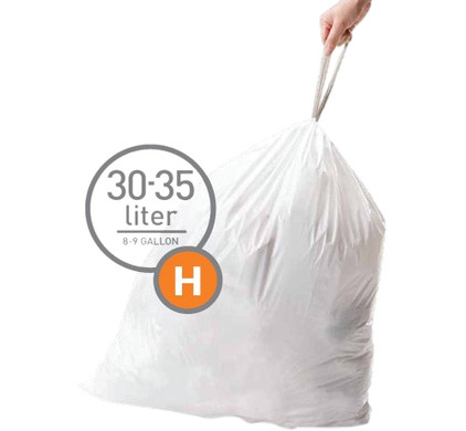 Brabantia 12 gal. PerfectFit Trash Bags, Code L, (40 L x 45 L) 20 Trash Bags, White