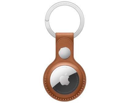 Apple AirTag Leather Key Ring Saddle Brown