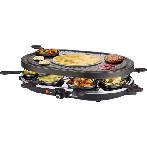 LITTLE BALANCE 8749 Multi Cheese, Raclette Grill Pannenkoeken, 3-in-1, tot 8 personen, PFAS-vrij, 1200 W, nachtblauw