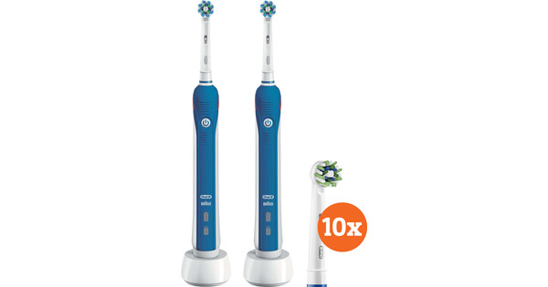 Oral-B PRO 2 2000N Duo Pack + Oral-B Cross Action-Bürstenköpfe (10 ...