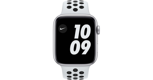 Apple Watch Nike SE 44mm Silber Aluminium Weißes Sportarmband 