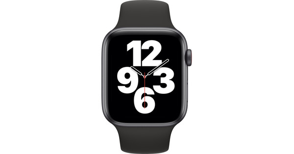 Apple Watch SE 4G 44 mm Space Grau Aluminium Schwarzes Sportarmband