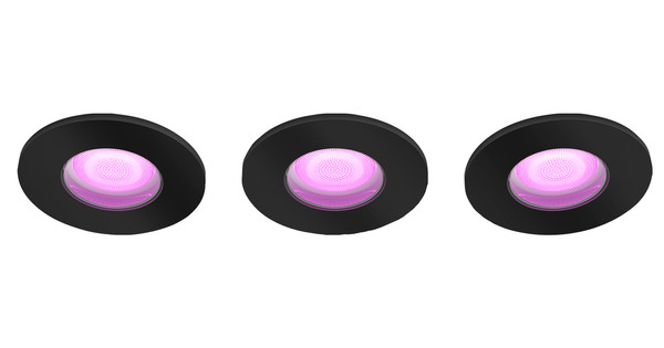 Philips Hue Xamento Bathroom Recessed Spot Light Black, White and Color 3-pack