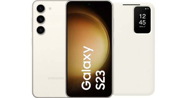 Samsung Galaxy S23 128GB Creme 5G + Clear View Book Case Creme