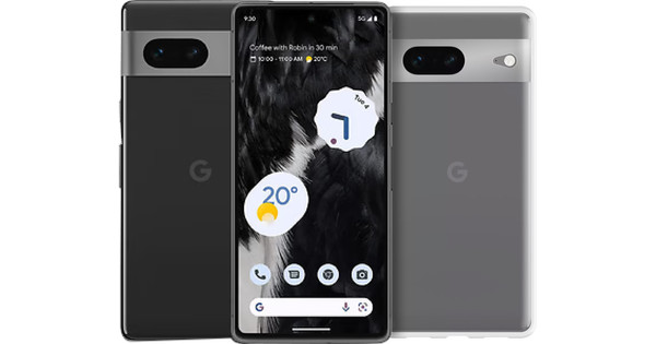 Google Pixel 7 128GB Schwarz 5G + Just in Case Soft Backcover Transparent