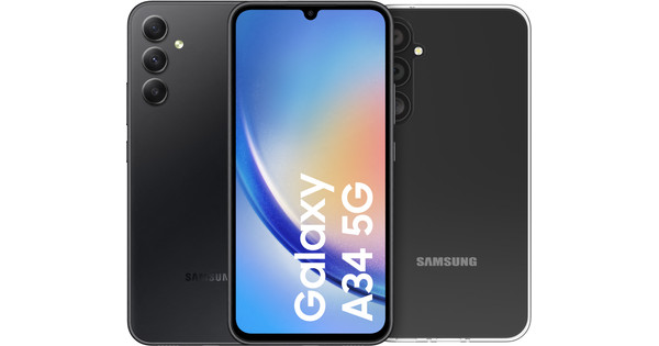 Samsung Galaxy A34 128GB Black 5G + BlueBuilt Back Cover