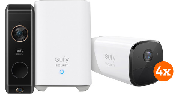 eufyCam 2 Pro Viererpack + eufy Video Doorbell Dual 2 Pro