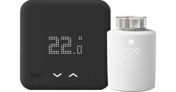 Tado Smart-Thermostat V3+ Schwarz Kabellos Starterpaket + 1 Thermostatkopf