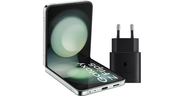 Samsung Galaxy Z Flip5 256GB Mint 5G + Samsung Ladegerät 25 Watt Schwarz