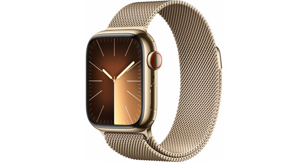 Apple Watch Series 9 4G 41 mm Gold Edelstahl Milanaise Armband