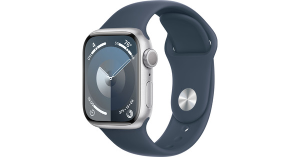 Apple Watch Series 9 41 mm Silber Aluminium Sportarmband Blau M/L