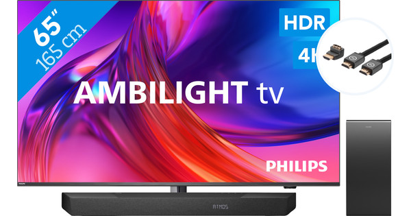 Philips The One 65PUS8808 - Ambilight (2023) + Soundbar + HDMI cable ...