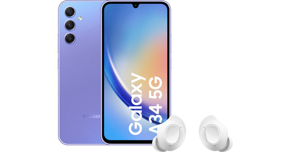 Samsung Galaxy A34 128GB Purple 5G + Samsung Galaxy Buds FE White