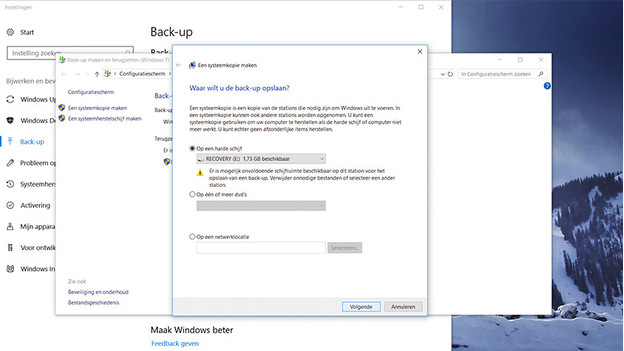 Choose where you want to create the backup disk.