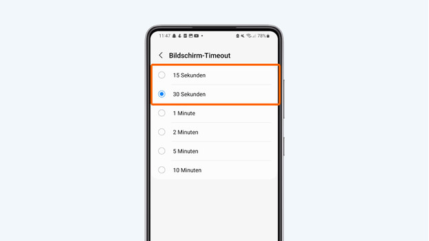 Timeout-Bildschirm Android