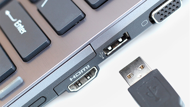 USB-Anschluss am Laptop.