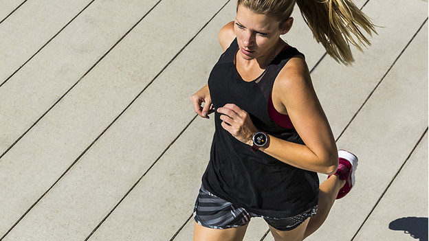 Athlete with running watch