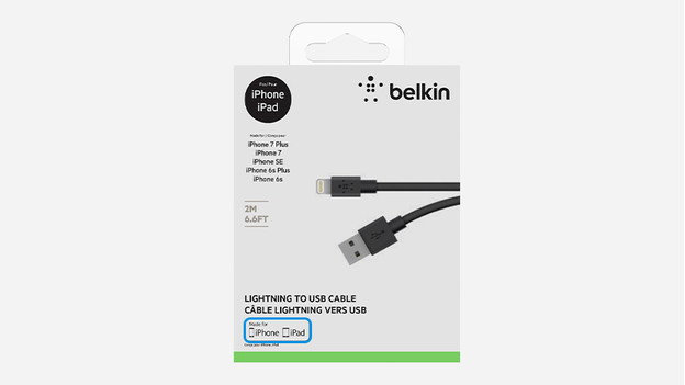 Packaging Lightning cable with MFI logo