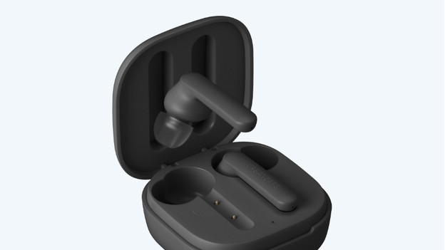 Earbuds in charging case