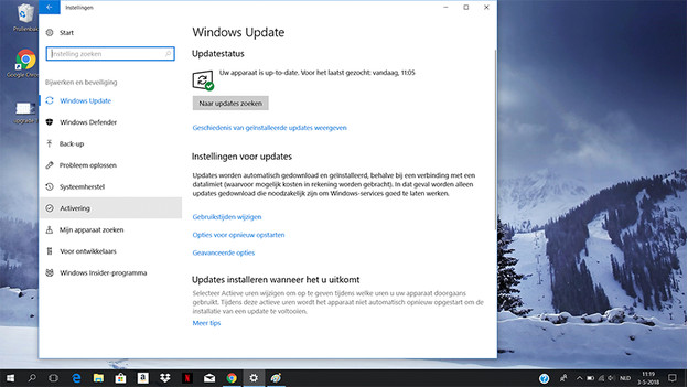 Windows Update window in Windows 10.