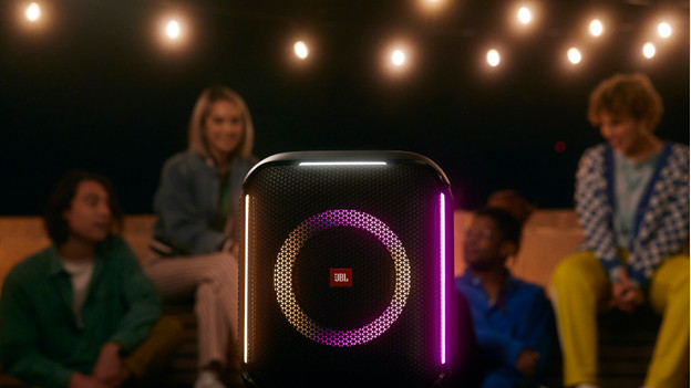 A party speaker for a group of people that listen to music