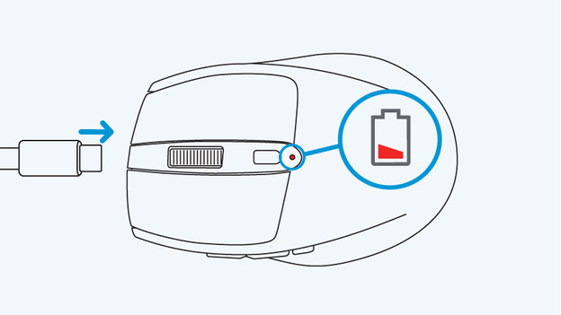 Die Maus über ein USB-C-Kabel aufladen