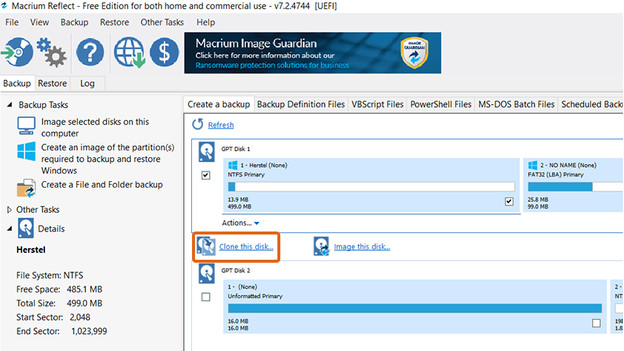 Klone deine Daten mit Macrium Reflect oder einer anderen Software